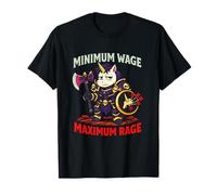 Salaire Minimum Maximum Rage drôle Licorne Sarcastique Anti Travail T-Shirt