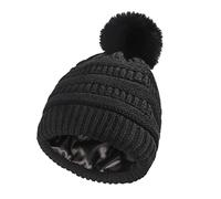 Salalacap - Bonnet d'hiver doublé en satin pour femme avec doublure en soie épaisse et motif tête de mort, Pomme classique - Noir, Taille unique