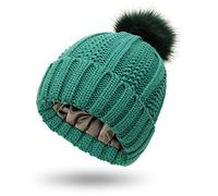 Salalacap - Bonnet d'hiver doublé en Satin pour Femme avec Doublure en Soie épaisse et Motif tête de Mort, Taille Unique