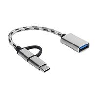 SALALIS Adaptateur de Câblage de Transfert OTG de Type C 2 en 1, Connecteur USB3.0 Compact et Portable pour Téléphones et Tablettes, Or, 2 Unités (Gris)