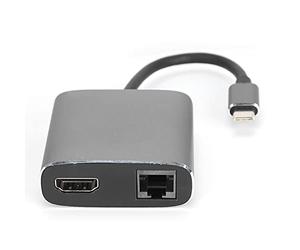 SALALIS Adaptateur Type-C 3 en 1 avec Métal Durable et Matériau ABS pour Interface Multimédia 4K HD et Connexion RJ45