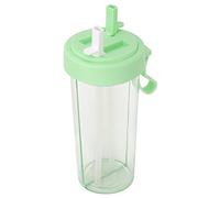 SALALIS Bouteille D'eau Portative Extérieure à Deux Pailles, Tasse à Boisson Unique avec Rainure Antidérapante, Poignée en Silicone, capacité de 600ml (Vert)