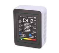 SALALIS Détecteur de CO2 Portable HCHO TVOC 5 en 1 avec écran Couleur pour Bureau à Domicile, Moniteur D'environnement Intelligent pour Chambre à Coucher, Chambre d'enfant, Matériau ABS (MT05 Blanc)