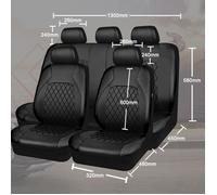 SALALIS Housse de siège Housses de siège de voiture universelles en cuir PU 9 pièces ensemble complet de auto etrier Noir
