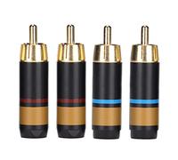 SALALIS Preffair Plug Laiton plaqué or Connecteur Haute Performance DIY pour les Amateurs de Cinéma Maison 4 Pièces en Fibre de Carbone Noire