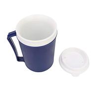 SALALIS Tasse Isolée avec Tuba et Couvercle pour Personnes âgées, Récipient pour Boissons Chaudes et Froides, Poignée Facile à Saisir pour café, thé, Tasse en Polypropylène Bleu de 500 Ml