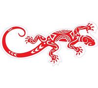 salamandre maori Lizard logo 652 autocollant sticker - Taille : 4 cm - Couleur : rouge