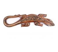 Salamandre murale déco en bois 50cm Marron