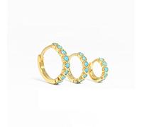 SALAN 3 Pièces/Ensemble 925 Boucles d'oreilles Créoles en Argent Sterling Charme Classique Turquoise Huggie Boucles d'oreilles pour Femmes Accessoires Quotidiens