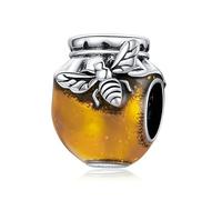 SALAN Abeille Miel Pot 925 Argent Sterling Breloque Or Huile Perle pour Bracelet Original Femmes Bricolage Bijoux Fins