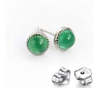 SALAN Boucle d'oreille en Pierre Naturelle De 6mm pour Femmes Bijoux Cadeau Crystal Moonstone Tigereye Opal Agate Opal Party 925 Sterling Argent Boucle d'oreille