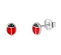 SALAN Boucles d'oreilles Coccinelle Rouge Sterling 925 pour Enfants Boucles d'oreilles Enfants Jolies Bijoux en Argent Animal