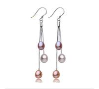 SALAN Boucles d'oreilles Pendantes en Argent Sterling 925, Longs Bijoux Naturels De Boucles d'oreilles en Perles d'eau Douce