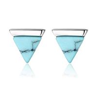 SALAN Boucles d'oreilles Sterling Silver 925 pour Femmes Triangle Créée Turquoise Petite Poste Post Boucle d'oreille Femme Rencontres Bijoux