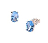 SALAN Boucles d'oreilles Topaze 1.8 Carat Ovale Bleu Ciel Topaze Pierre De Naissance 925 en Argent Sterling Boucle d'oreille pour Femmes Bijoux en Pierres Précieuses