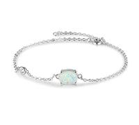 SALAN Bracelets en Opale Ovale en Argent Sterling 925 Simples Maillons De Chaîne Bracelets Réglables Bracelets pour Femmes Bijoux De Mariage