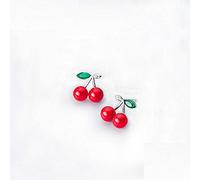 SALAN Mignon Rouge Cerise Vert Cristal Boucles d'oreilles en Argent Sterling 925 pour Les Femmes Anniversaire Bijoux De Mode