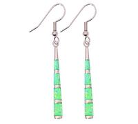 SALAN Naturel Vert Carré Opale De Feu Pierre Balancent Boucles d'oreilles Argent Plaqué Bohême Boho Été Bijoux Cadeau Femme Fille