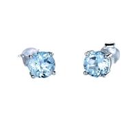 SALAN Véritables Bijoux en Argent Sterling 925 Créés Ciel Bleu Topaze Boucles d'oreilles Anniversaire pour Les Femmes Cadeaux d'anniversaire