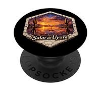 Salar de Uyuni : Salaires Bolivie Flamingo et Cactus PopSockets PopGrip Adhésif
