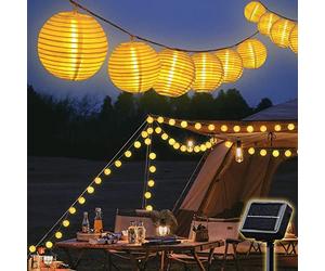 SALCAR 10 M Solaire Guirlande Lumineuse 40 LEDs Étanche Lampe Lanterne, Guirlande Lampions LED Imperméable Lumières Féériques de Décoration Pour Jardin Fête Noël Halloween Décoration - Blanc Chaud