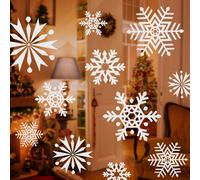 SALCAR 100 pcs Décoration de fenêtre de flocon de neige, Adhésif statique de flocons de neige amovibles, Déco de Noël pour fenêtre, porte, vitrines, vitrines, façades en verre