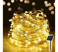 Salcar 10m 100 LED Guirlande lumineuse solaire, IP44 guirlande lumineuse extérieure étanche, convient pour jardin, Noël, mariage, décoration de fête, blanc chaud