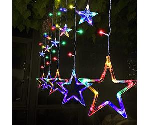 SALCAR 2M Lumière Guirlande de Noël LED avec 12 Etoiles Colorées IP44 Imperméable Led Lumière Rideau
