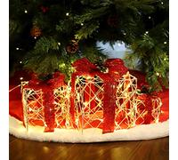 SALCAR 3 pcs LED Décoration Coffret Cadeau, 20/14/10 cm Boîtes Lumineuses 8 modes Décoration de Noël - Blanc Chaud