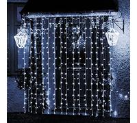 SALCAR 3x3m Rideau Lumières Extérieur, 300 LEDs Guirlande Lumineuse avec 8 Modes et Minuterie, Étanche IP44 Décoration Fenêtre Noël pour Intérieur Extérieur Balcon Fête Mariage, Blanc Froid