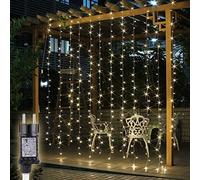 SALCAR 3 * 3 M 300 LEDs Guirlande Lumière Coloré de Noël LED, 8 Effets d'Eclairage, Lumière de Rideau pour Intérieur Extérieur Décoration Chambre Fenetre Fêtes Party Mariage (Blanc chaud)