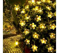 Salcar 5m 20 LED extérieur Guirlande lumineuse solaire 2 modes d'éclairage Statique et scintillant LED jardin Blanc chaud Lampe solaire Convient pour Noël, éclairage de jardin