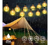 Salcar 5m 20 LED Guirlande lumineuse solaire extérieure Lampes sphériques IP44 étanche Jardin Fête Balcon Terrasse Mariage Décoration de Noël Blanc chaud