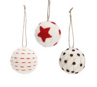 SALCAR 6 pièces boules de noël en feutre, boules de noël en feutre blanc, boules de feutre de 6 cm pendentif d'ornement de noël sapin, boules de sapin de noël en feutre de laine pour la décoration de