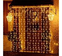 SALCAR 6x3m Rideau Lumières Extérieur, 600 LEDs Guirlande Lumineuse avec 8 Modes et Minuterie, Étanche IP44 Décoration Fenêtre Noël pour Intérieur Extérieur Balcon Fête Mariage, Blanc Chaud