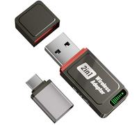 SALCAR CarPlay Adaptateur sans fil pour iPhone et Android | 2 en 1 | Mise à niveau 2025 | Dongle de voiture double bande 5,8 GHz Adaptateur de voiture Android stable | Compatibilité ultra large pour