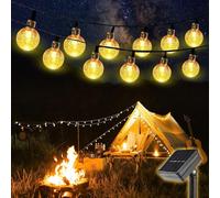 Salcar Chaîne d'éclairage solaire extérieur 5m 20 LED boule n éclairage jardin fête étanche IP44 décoration de Noël, blanc chaud Chaîne d'éclairage solaire extérieur