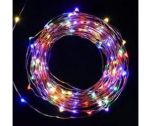 SALCAR Coloré LED Guirlande Lumineuse de 10 mètres / 33 Ft 100 diodes à l'intérieur du fil de cuivre Micro USB pour les fêtes de Noël Party Decorating (Multicouleur)