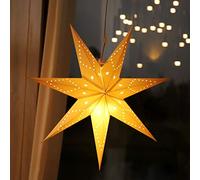 SALCAR Étoile de Noël Lumineuse 3D 75 cm à Suspendre - Étoile en Papier Blanc avec Lampe E14 LED Chaude | Déco de Fenêtre pour l’Avent