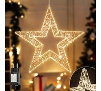 SALCAR Étoile de Noël Lumineuse à LED - 45 cm - en métal - avec 8 Modes et minuterie - Décoration de fenêtre à Suspendre - pour l'intérieur et l'extérieur - Blanc Chaud