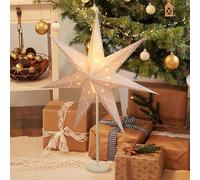 SALCAR étoile en papier dia 55cm, lampe de table lumineuse LED de Noël, décoration de la maison, lampe d'éclairage avec base en fer blanc et ampoule blanche de E14