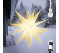SALCAR Étoile lumineuse blanche 3D avec lumière LED blanche chaude, lumière d'étoile pliable pour la décoration de Noël de fenêtre et de maison.