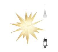SALCAR Étoile lumineuse blanche 3D avec lumière LED blanche chaude, lumière d'étoile pliable pour la décoration de Noël de fenêtre et de maison.