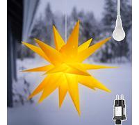 SALCAR Étoile Lumineuse Jaune 3D avec Lumière LED Jaune Chaude, Lumière D'étoile Pliable pour La Décoration de Noël de Fenêtre et de Maison