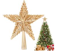 SALCAR Étoile pour sapin de Noël faite à la main en paille naturelle - 25 cm