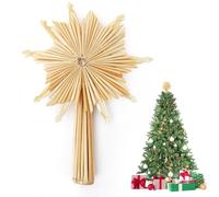 SALCAR Étoiles en paille de 25,5 cm - Pointe d'arbre de Noël en paille, flocon de neige, décoration de Noël vintage pour création de bijoux