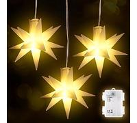 SALCAR Guirlande Lumineuse de Noël à LED, 3 étoiles LED Blanches Explosion Étoile, Décoration de Fenêtre pour Noël à Piles pour l'intérieur (Blanc Chaud)