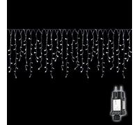 SALCAR Guirlande lumineuse de Noël de 10 m - Pour intérieur et extérieur - 400 LED - Rideau lumineux de fenêtre - 31 V - Avec 8 modes et fonction mémoire - Blanc froid