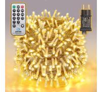 SALCAR Guirlande Lumineuse LED 20m 300 LEDs avec Télécommande, 8 Modes, Minuterie et Mémoire, IP44 Étanche, pour Noël, Fête, Mariage, Blanc Chaud
