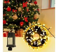 SALCAR Guirlande Lumineuse LED 32m 200 LEDs Noël, Éclairage Arbre de Noël 31V avec 8 Modes, Timer et Mémoire, Décoration Étanche IP44 pour Jardin Pelouse Balcon Fête, Blanc Chaud